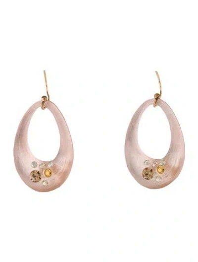 Pre-owned Alexis Bittar Lucite & Crystal Dust Drop Earrings In Pink