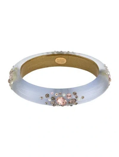 Pre-owned Alexis Bittar Lucite & Crystal Dust Hinged Bangle Bracelet, 7" In Clear