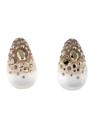 Pre-owned Alexis Bittar Lucite And Crystal Dusted Clip-on Earrings In Multicolor