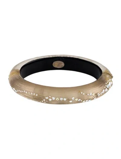 Pre-owned Alexis Bittar Lucite & Crystal Dusted Hinged Bangle, 7" In Multi