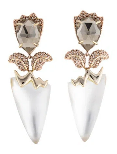 Pre-owned Alexis Bittar Lucite And Crystal Encrusted Clip-on Drop Earrings In Multicolor