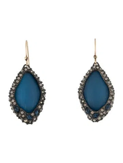 Pre-owned Alexis Bittar Lucite & Crystal Encrusted Drop Earrings In Blue