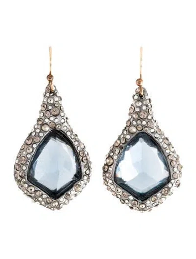 Pre-owned Alexis Bittar Lucite And Crystal Encrusted Drop Earrings In Blue