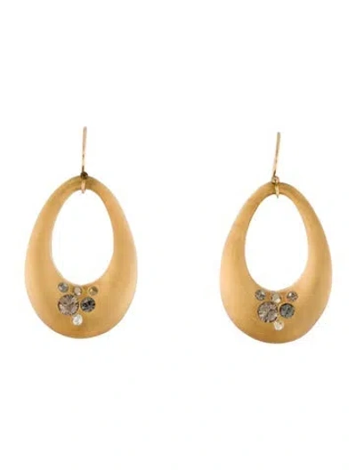 Pre-owned Alexis Bittar Lucite & Crystal Encrusted Drop Earrings In Yellow