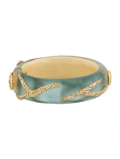 Pre-owned Alexis Bittar Lucite & Crystal Encrusted Hinged Bangle Bracelet, 7" In Multi