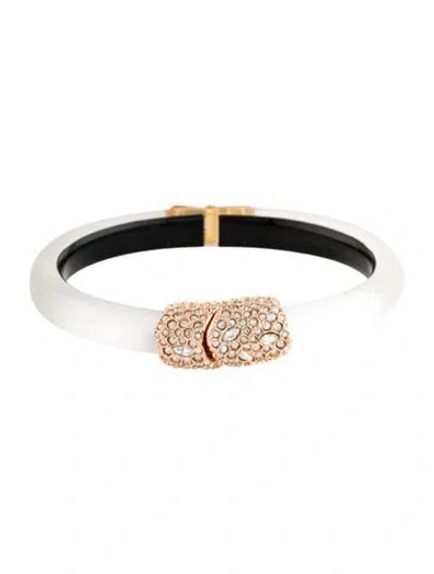 Pre-owned Alexis Bittar Lucite & Crystal Encrusted Hinged Bangle Bracelet, 7" In Multicolor