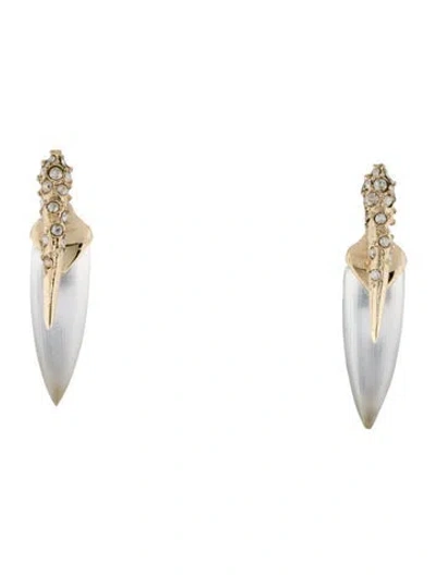 Pre-owned Alexis Bittar Lucite & Crystal Encrusted Spear Ear Jackets In Transparent