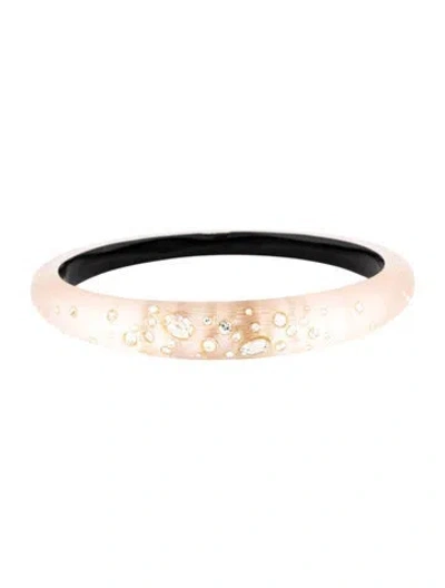 Pre-owned Alexis Bittar Lucite & Crystal Encrusted Tapered Bangle, 8.25" In Multicolor