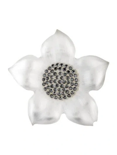 Pre-owned Alexis Bittar Lucite & Crystal Flower Brooch In Neutrals