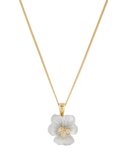 Pre-owned Alexis Bittar Lucite & Crystal Flower Pendant Necklace, 18.25" In Multi