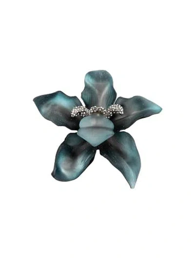 Pre-owned Alexis Bittar Lucite & Crystal Flower Pin Brooch In Multicolor