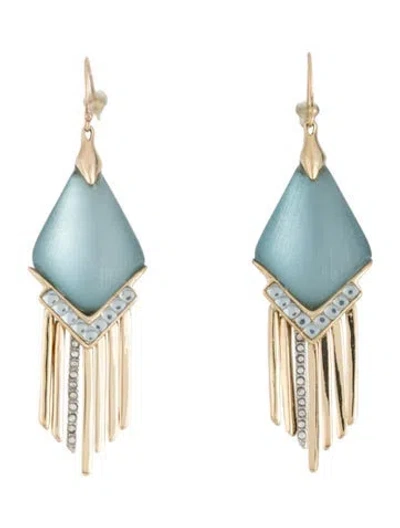 Pre-owned Alexis Bittar Lucite & Crystal Fringe Drop Earrings In Blue