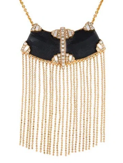 Pre-owned Alexis Bittar Lucite & Crystal Fringe Pendant Necklace, 18" In Multi