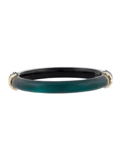 Pre-owned Alexis Bittar Lucite & Crystal Hinge Bangle Bracelet, 6.75" In Blue