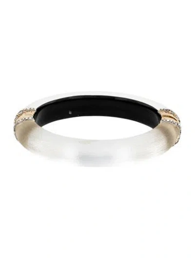 Pre-owned Alexis Bittar Lucite & Crystal Hinge Bangle Bracelet, 6.75" In Clear