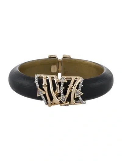 Pre-owned Alexis Bittar Lucite & Crystal Hinge Bangle Bracelet, 6.75" In Multi