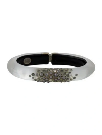 Pre-owned Alexis Bittar Lucite & Crystal Hinge Bangle Bracelet, 7"