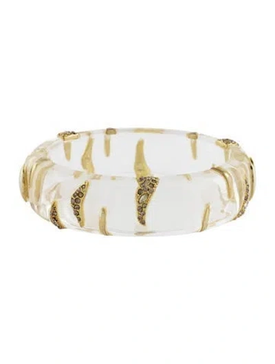 Pre-owned Alexis Bittar Lucite & Crystal Hinge Bangle Bracelet, 7" In Multi