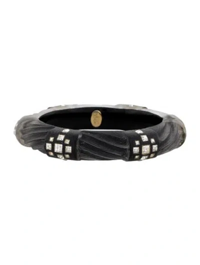 Pre-owned Alexis Bittar Lucite & Crystal Hinge Bangle Bracelet, 7" In Multi