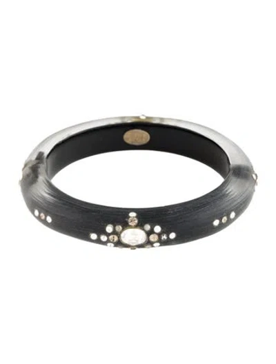Pre-owned Alexis Bittar Lucite & Crystal Hinged Bangle, 7.25" In Multi