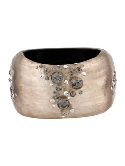 Pre-owned Alexis Bittar Lucite & Crystal Hinged Bangle Bracelet, 6.25" In Multi