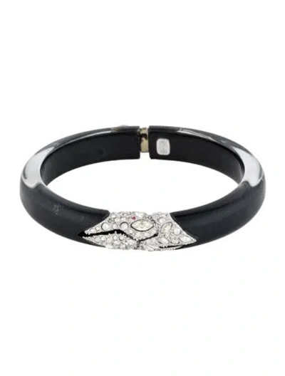 Pre-owned Alexis Bittar Lucite & Crystal Hinged Bangle Bracelet, 6.75" In Multi