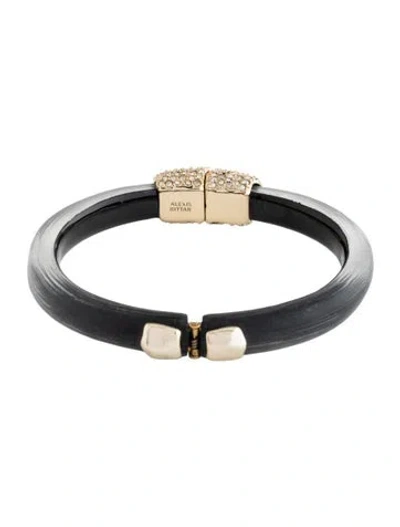 Pre-owned Alexis Bittar Lucite & Crystal Hinged Bangle Bracelet, 6.75" In Multi