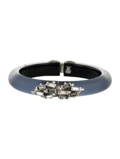 Pre-owned Alexis Bittar Lucite & Crystal Hinged Bangle Bracelet, 7" In Multi