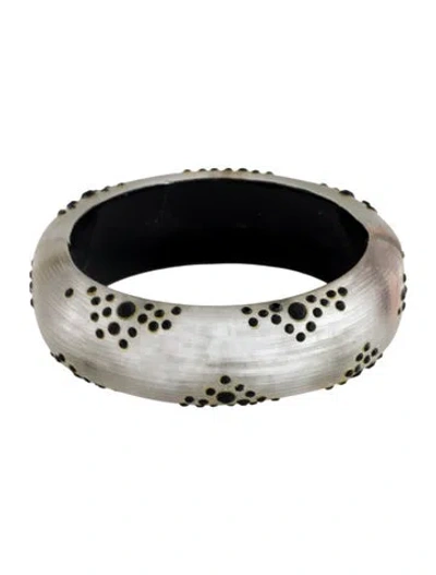 Pre-owned Alexis Bittar Lucite & Crystal Hinged Bangle Bracelet, 7" In Multi