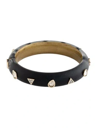 Pre-owned Alexis Bittar Lucite & Crystal Hinged Bangle Bracelet, 7" In Multi