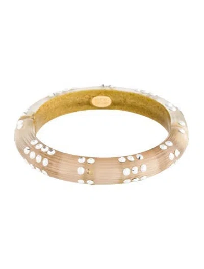 Pre-owned Alexis Bittar Lucite & Crystal Hinged Brangle Bracelet, 7.25" In Clear