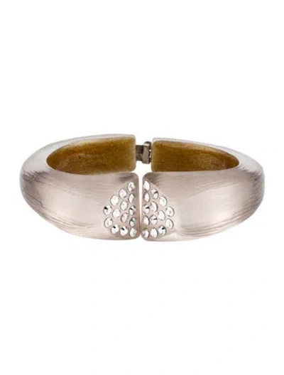 Pre-owned Alexis Bittar Lucite & Crystal Hinged Cuff Bangle, 7" In Clear