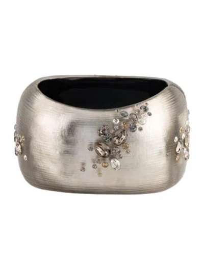 Pre-owned Alexis Bittar Lucite & Crystal Hinged Cuff Bracelet, 6.5" In Multicolor