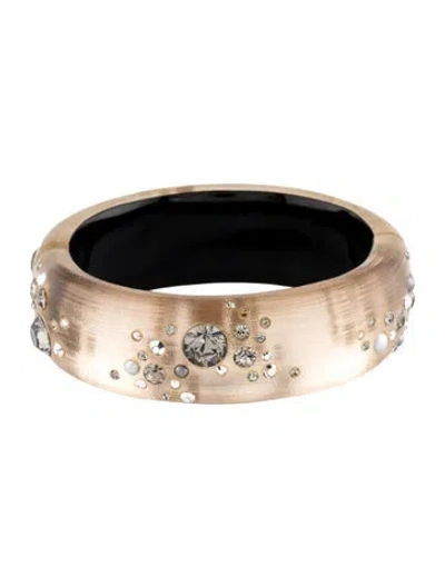 Pre-owned Alexis Bittar Lucite & Crystal Hinged Cuff Bracelet, 7" In Multicolor