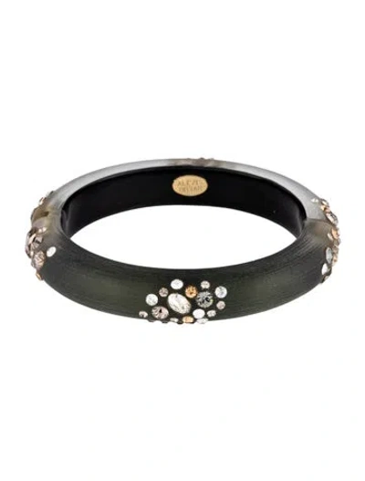 Pre-owned Alexis Bittar Lucite & Crystal Hinged Cuff Bracelet, 7" In Multicolor
