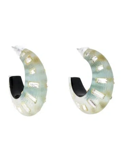 Pre-owned Alexis Bittar Lucite & Crystal Hoop Earrings In Black