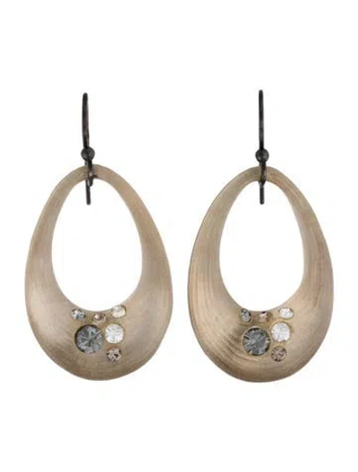 Pre-owned Alexis Bittar Lucite & Crystal Hoop Earrings In Brown/clear