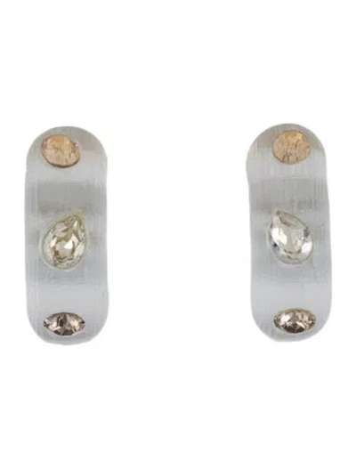 Pre-owned Alexis Bittar Lucite & Crystal Hoop Earrings In Multi