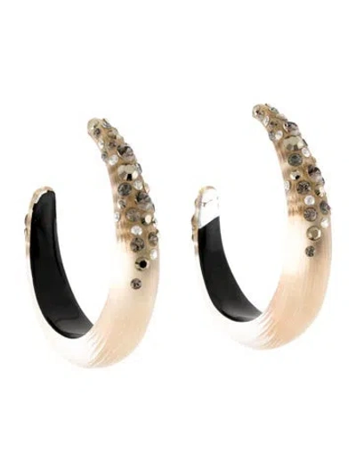 Pre-owned Alexis Bittar Lucite & Crystal Hoop Earrings In Multi