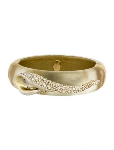 Pre-owned Alexis Bittar Lucite & Crystal Lilly Hinged Bangle Bracelet, 7" In Multi