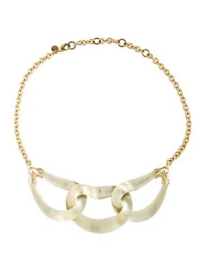 Pre-owned Alexis Bittar Lucite & Crystal Link Collar Necklace, 19" In Multi