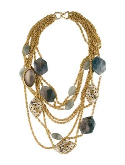 Pre-owned Alexis Bittar Lucite & Crystal Multistrand Necklace, 25"