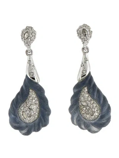 Pre-owned Alexis Bittar Lucite & Crystal Paisley Rope Twist Drop Earrings In Multi