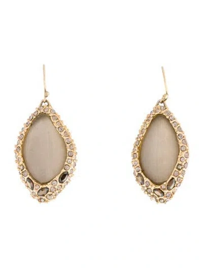 Pre-owned Alexis Bittar Lucite & Crystal Pave Encased Wire Drop Earrings In Brown/clear