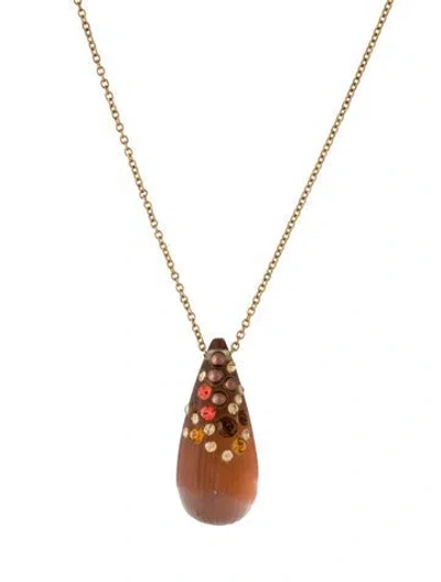 Pre-owned Alexis Bittar Lucite & Crystal Pendant Necklace, 19"