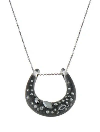 Pre-owned Alexis Bittar Lucite & Crystal Pendant Necklace, 19" In Multi