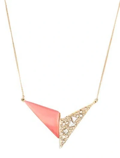 Pre-owned Alexis Bittar Lucite & Crystal Pendant Necklace, 19" In Multicolor
