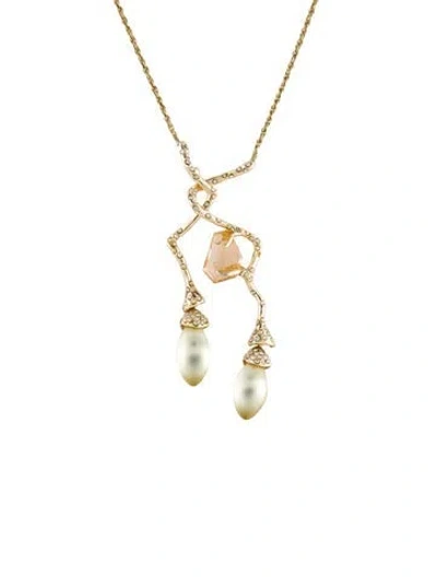 Pre-owned Alexis Bittar Lucite & Crystal Pendant Necklace, 21"