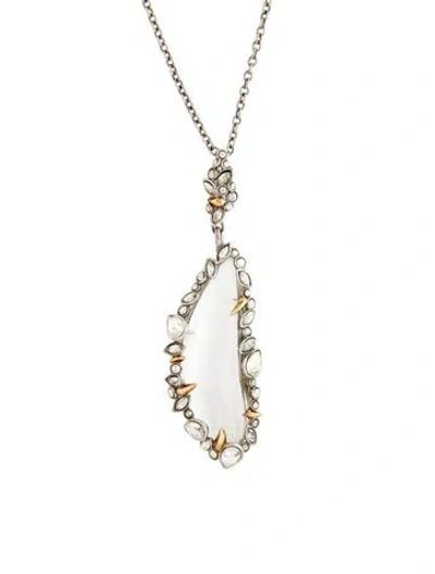 Pre-owned Alexis Bittar Lucite & Crystal Pendant Necklace, 27.75" In Multicolor