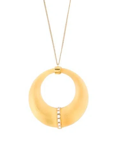 Pre-owned Alexis Bittar Lucite & Crystal Pendant Necklace, 28" In Neutral